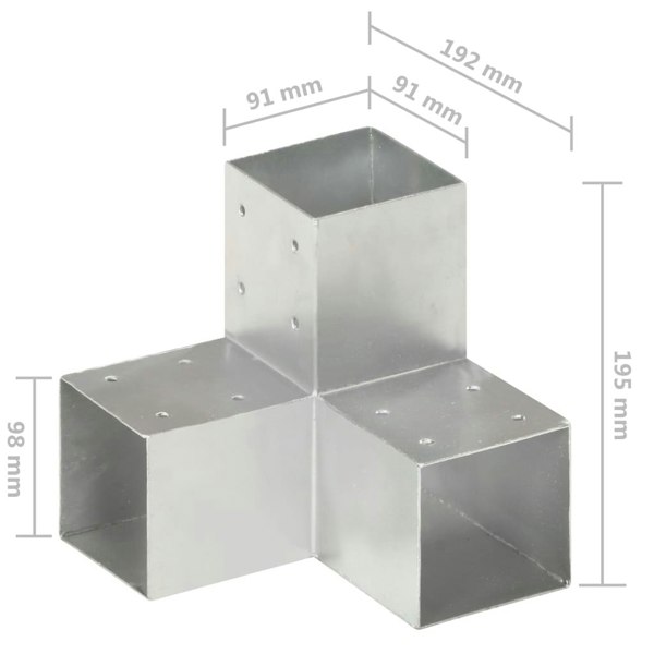Berkfield Post Connector Y Shape Galvanised Metal 91x91 mm