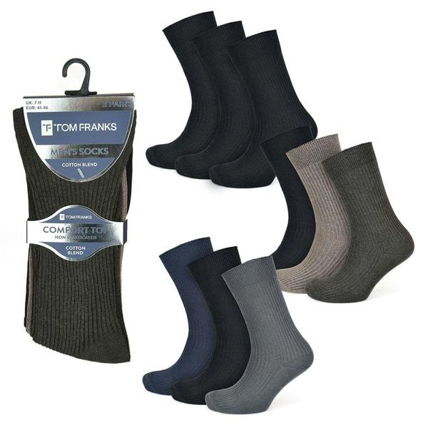 Tom Franks Mens Tom Franks Comfort Top Non Elasticated Rib Socks SK613