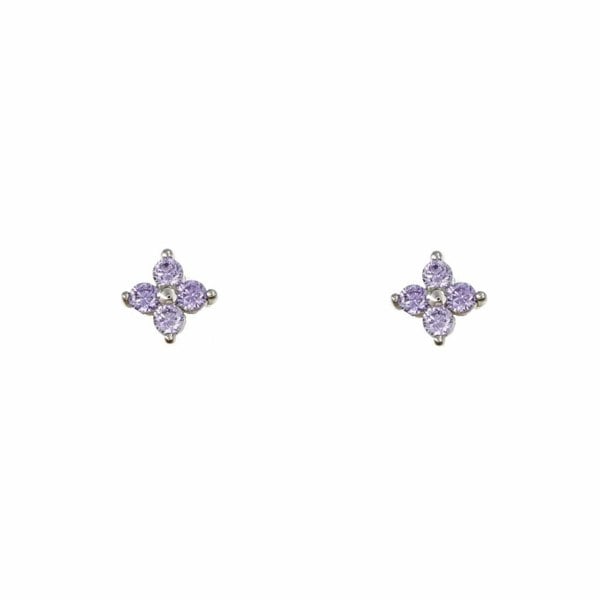 Gold Trip Amethyst Crystal Flower Studs