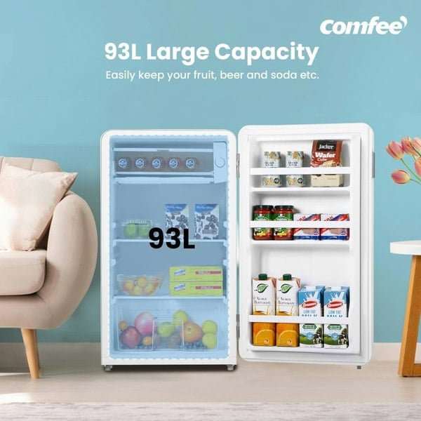 COMFEE' RCD93WH2UKRT(E) 93L Retro Freestanding Fridge with Chiller Box Living and Home 