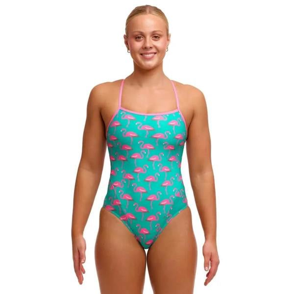 Funkita Go Flamingo! Single Strap Swimsuit - Pink/Green