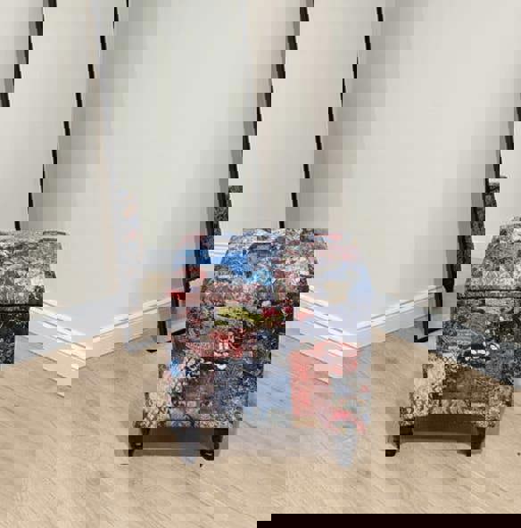 Hidden Storage Bench Ottoman in Multicolour Damask Fabric - ISTOOLS