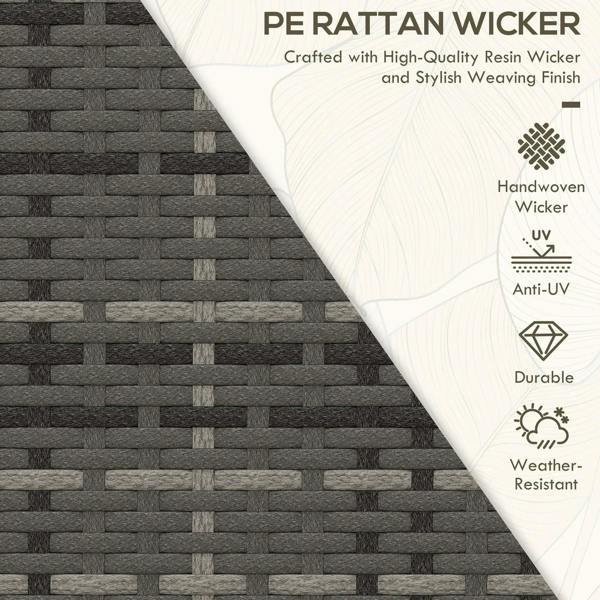 Dark grey resin wicker weave pattern for patio lounge furniture