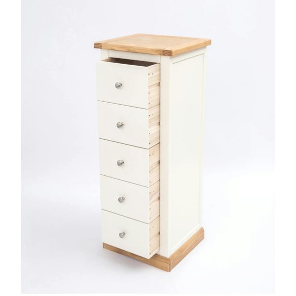 Cabinet Bits Trevi 5 Drawer Narrow Chest of Drawers Chrome Knob