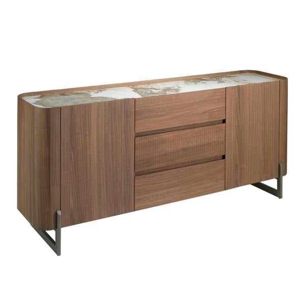 Angel Cerdá Walnut and dark metallised steel sideboard with porcelain marble top 3252