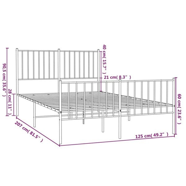 Berkfield Metal Bed Frame with Headboard and Footboard Black 120x200 cm