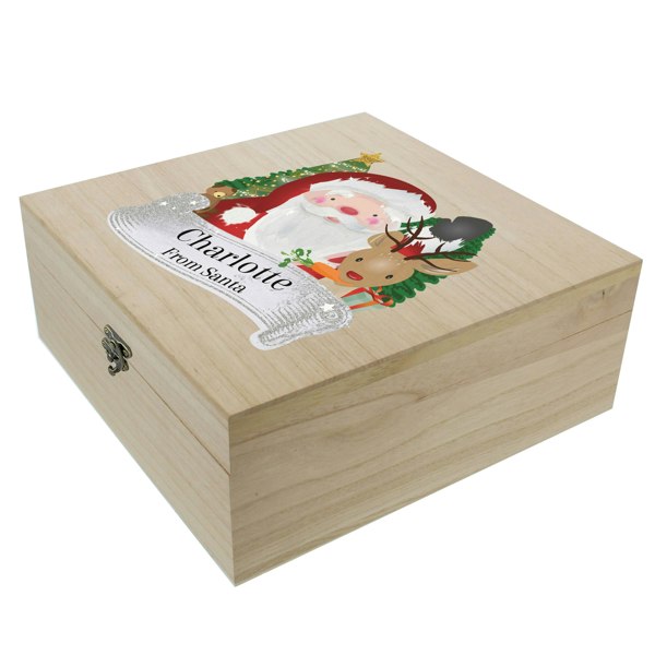 Personalised Memento Company Personalised Colourful Santa Large Wooden Christmas Eve Box
