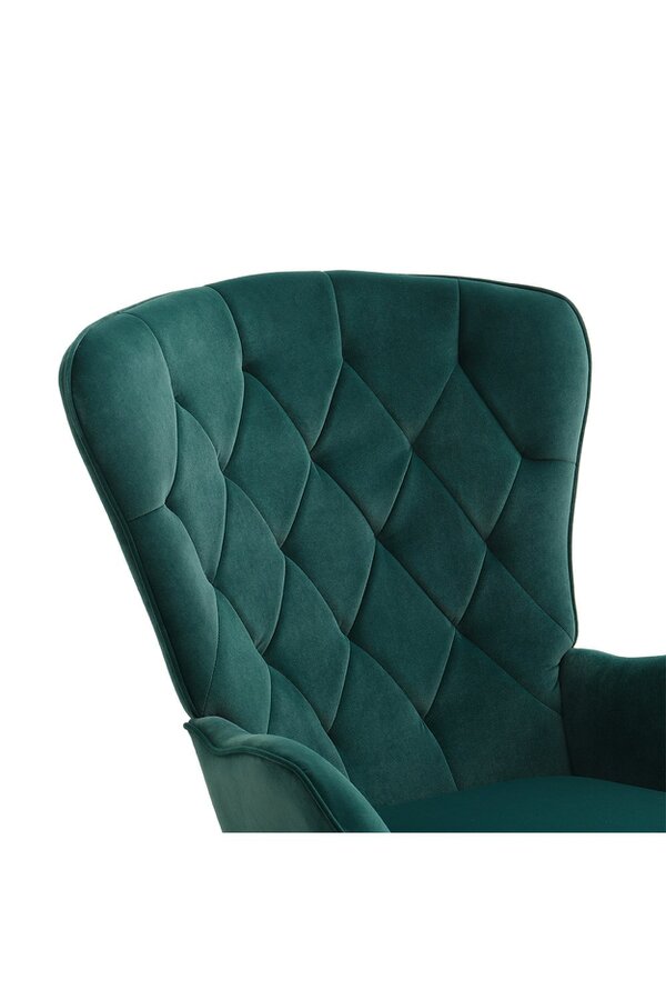 Living and Home Green Modern Diamond Check Tufted Velvet Rocking Chair