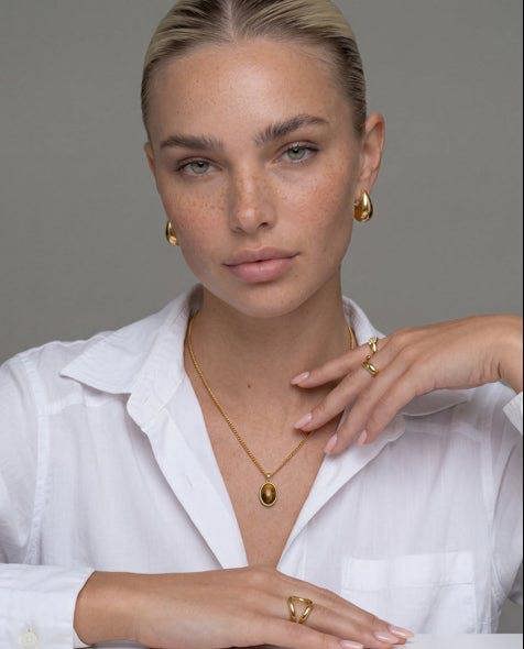 Elk & Bloom 14K Gold Drop Earth Stone Pendant Necklace