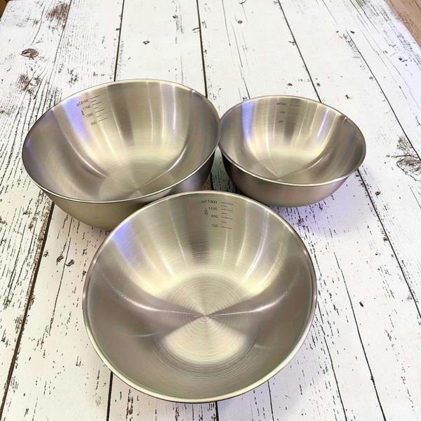 Sourdough By The Sea Stainless Steel Mixing Bowls with Measurements – Set of 3 (0.L/1.3L/2.1L)