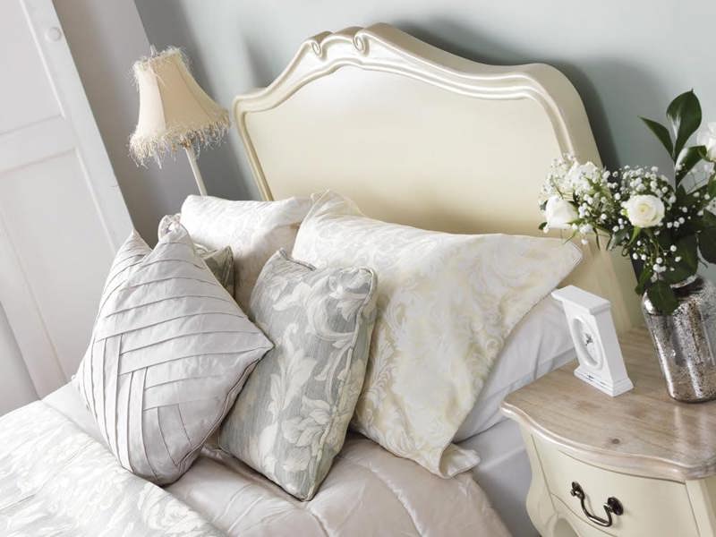 Statement Furniture Juliette French Style Bed with Wooden Headboard. Cream Bed Frame in 3ft 4ft6 5ft 6ft