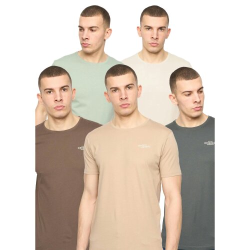 Crosshatch Mens Basicnatural T-Shirt (Pack of 5) - Off White/Stone/Brown/Sage/Dark Olive