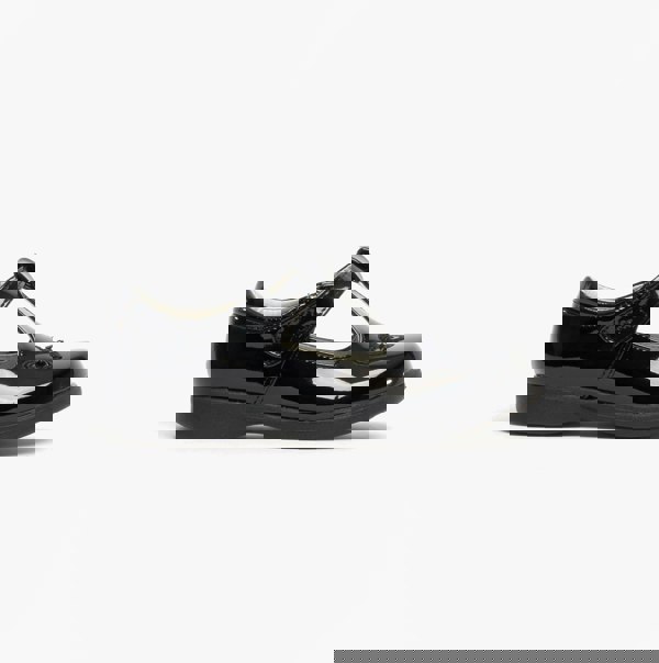 Boulevard Girls Touch Fasten T-Bar School Shoes Black Patent