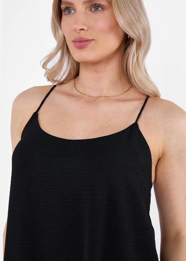 Gini London Black Strappy Cross Back Airflow Oversized Dress