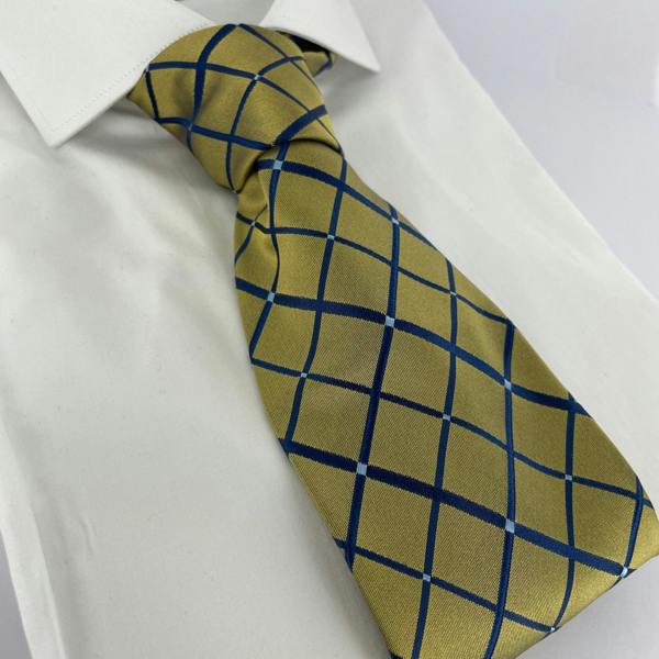 Silk Gold and Navy Neck-Tie - Premium Men's Patterned Shirt by Claudio Lugli | Bold Design, Tailored Fit, Best Printed Shirts