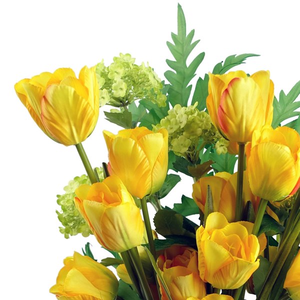 Leaf Pack of 6 x 80cm Artificial Tulip Yellow Stem