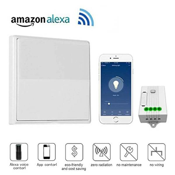 Ener-J 1-Gang Wireless Kinetic Light Switch & 500W Receiver Kit, White, Self-Powered, IP65 Waterproof (Pro Series)