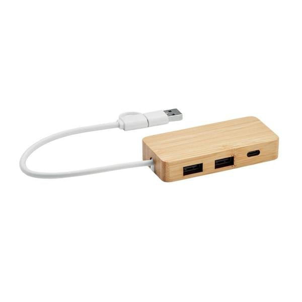MidOcean Hubbam Bamboo USB Hub - Wood - 
