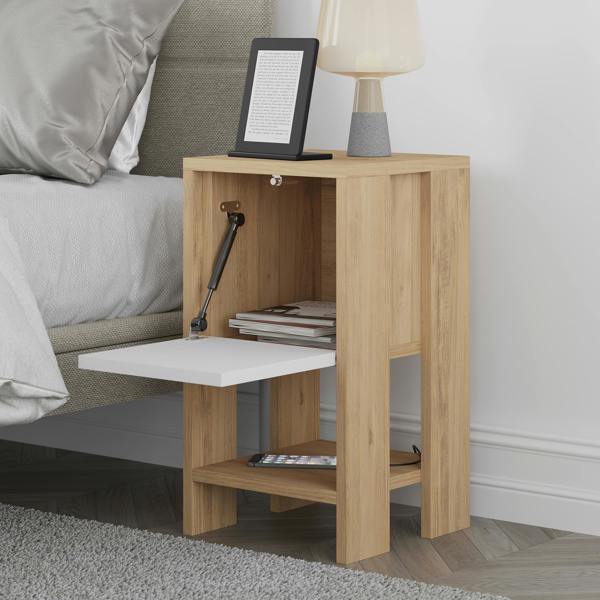 Decortie Ema Modern Bedside Table with Storage Drop-Door Cabinet 30cm Width
