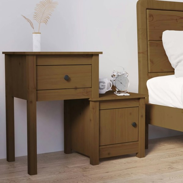 Berkfield Bedside Cabinet Honey Brown 79.5x38x65.5 cm Solid Wood Pine