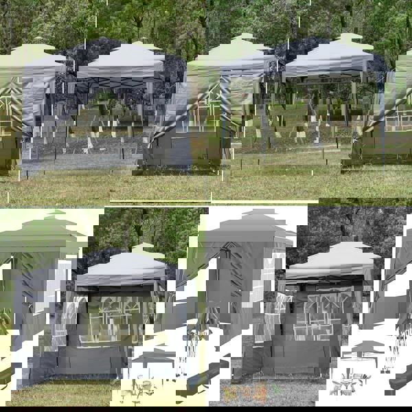 Gr8 Garden Premium 3x3m Grey Pop-Up Gazebo with Side Panels