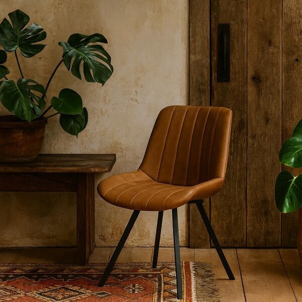 Wyld Haus Montagny Tan Brown Ribbed Upholstered Dining Chair