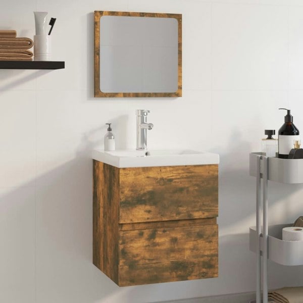 Berkfield Bathroom Furniture Set Smoked Oak Engineered Wood