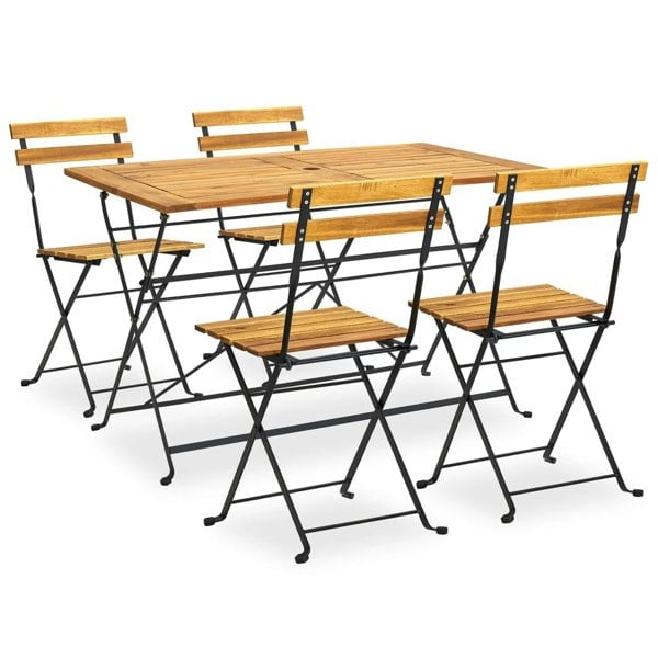 Berkfield 5 Piece Folding Outdoor Dining Set Solid Acacia Wood
