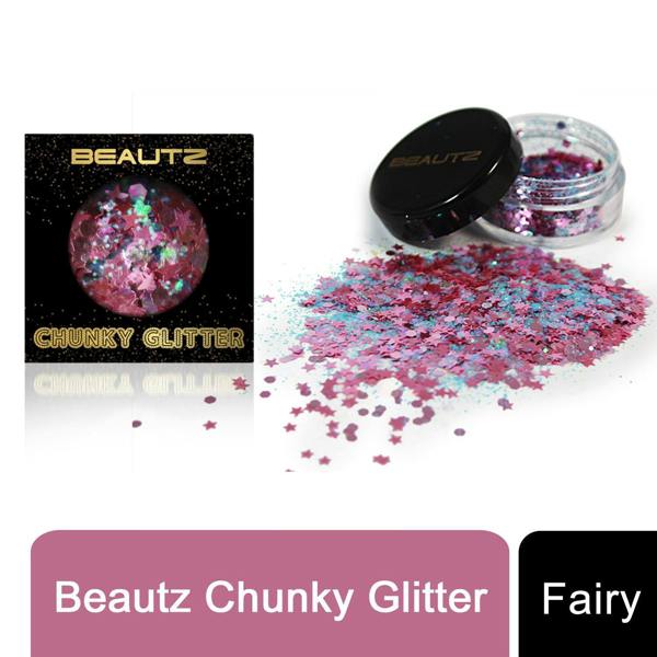Aquarius Beautz Chunky Glitter Fairy 10ml Pot 5g Cosmetic Body Face Festival Purple Glam