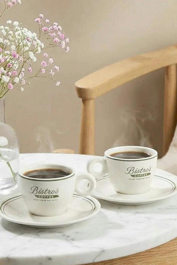 2-Piece Printed Coffee Cup Set 60 ml