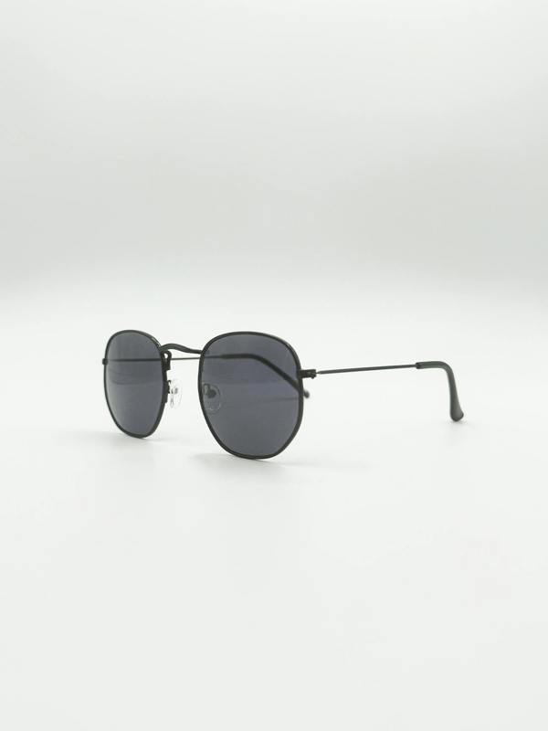 Hexagon Aviator Sunglasses in Black - svnx