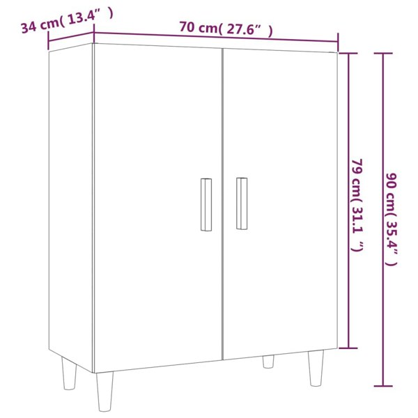 Berkfield Sideboard White 70x34x90 cm Engineered Wood