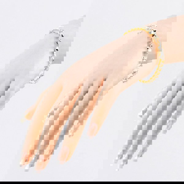 T. H. Baker 9ct Yellow Gold 7.5 Inch Stamped Leaf Link Bracelet HLLB-540-9Y-7.5