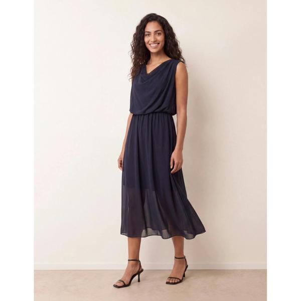 Blue Vanilla Plain Sleeveless Cowl Neck Dress