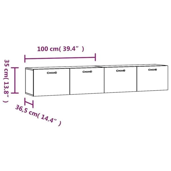Berkfield Wall Cabinets 2 pcs Concrete Grey 100x36.5x35 cm Engineered Wood
