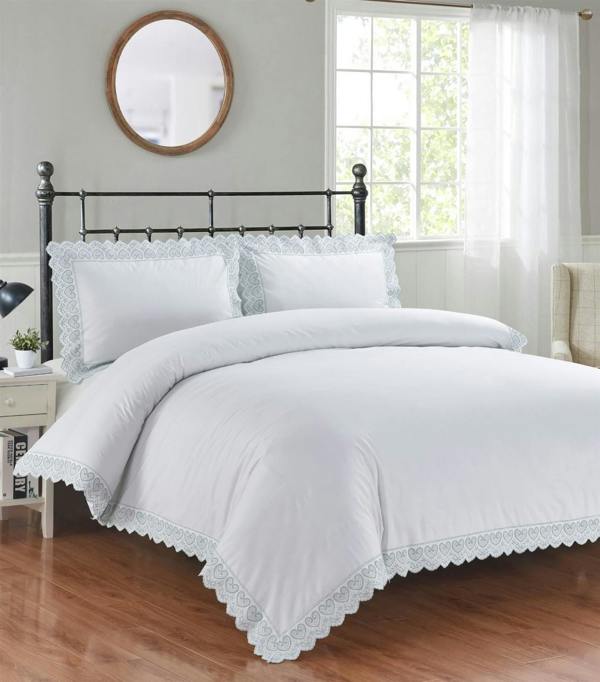 Elise White/Green Duvet Cover Set