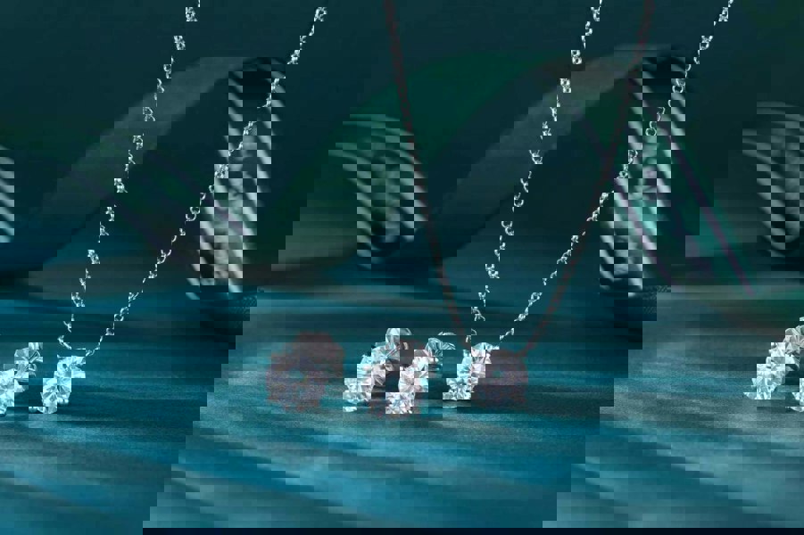 Lioness by TF Solara Moissanite Necklace - Solid 925 Sterling Silver, Rhodium-Plated