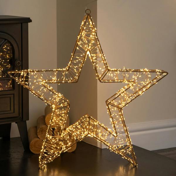 Samuel Alexander 58cm Light up Gold Galaxy Star Christmas Decoration with Warm White LEDs