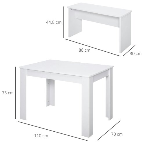 Wyld Haus Sono Wooden White Dining Table With 2 Benches For Compact Spaces