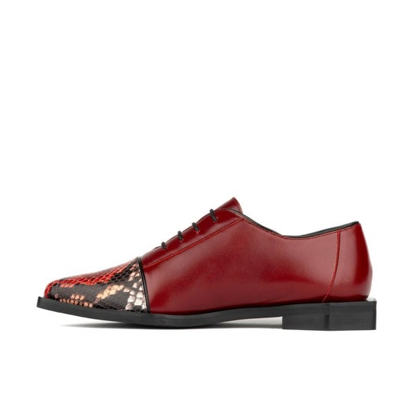 Embassy London Sloan - Red - Women's Leather Oxford with Snakeskin toe