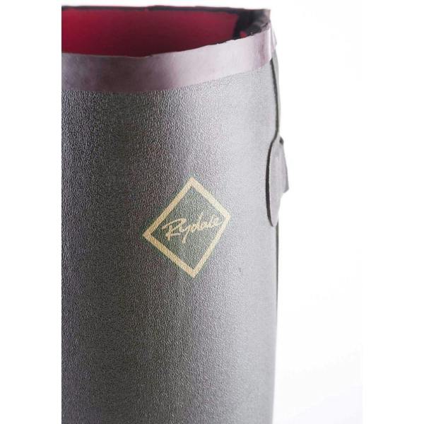 Close-up of the Rydale branding on the Olive Lisset neoprene wellington boot