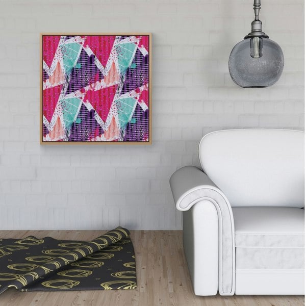 Warren Reed Shabby Geometric Pattern Framed Canvas