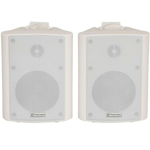 PREMIUM TV Sound System White Wall Speakers 200W Subwoofer & Bluetooth Amp Kit