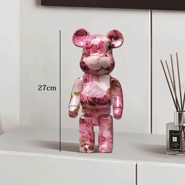 Graffiti Bear Resin Statue Decor | Modern Colourful Bear Ornament 27cm
