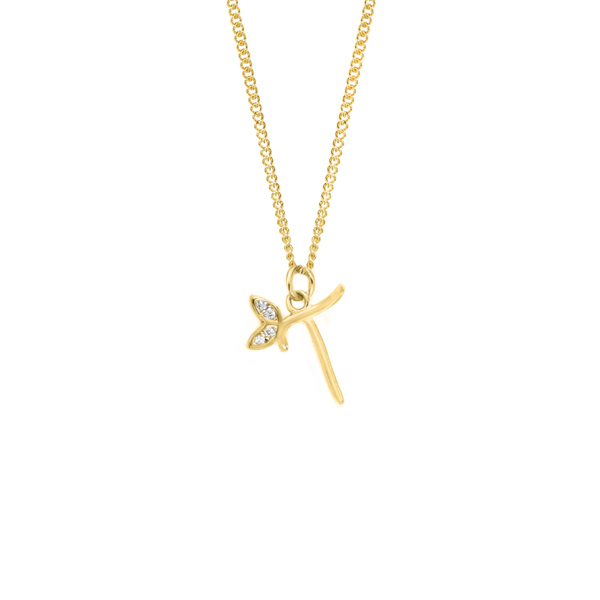 Say It With Dainty Winged Initial Charm Necklace - Sterling Silver