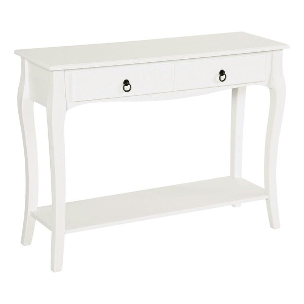 Wyld Haus Noro 100cm Wooden Ivory White Mid Century Console Table 2 Drawer And Shelf