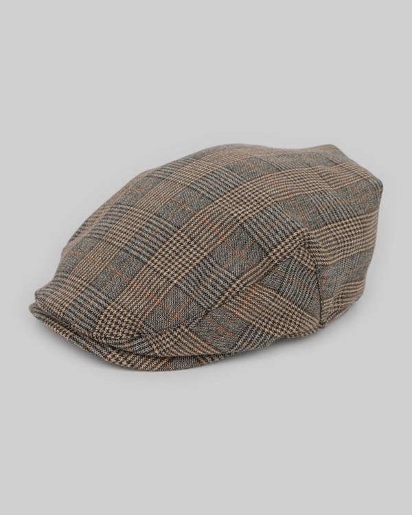 Steel & Jelly Stone & Black Check Flat Cap