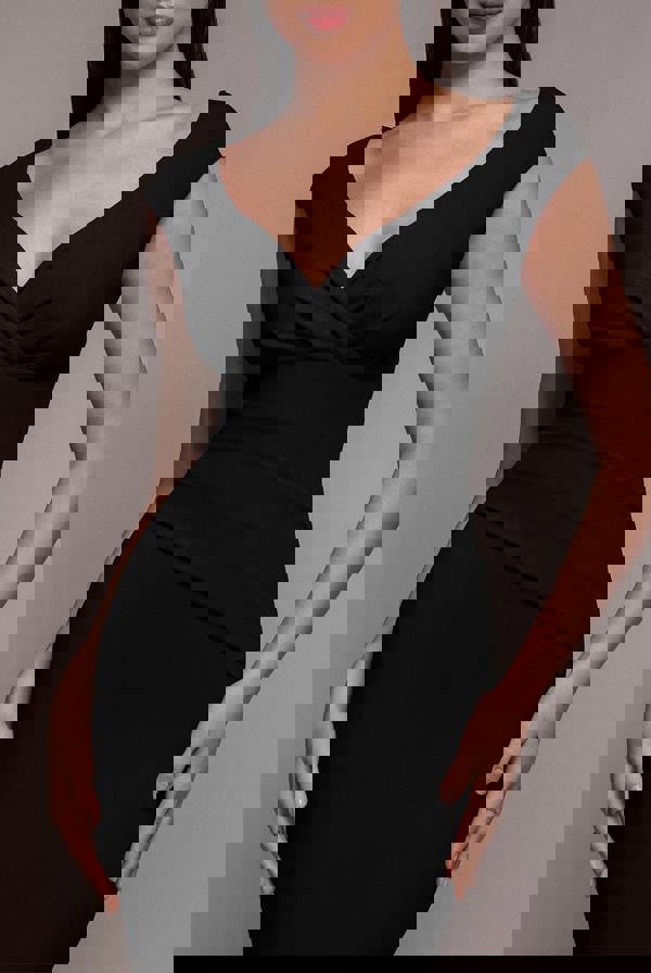 Bardot Pleated Midi Dress - Black DR1092A