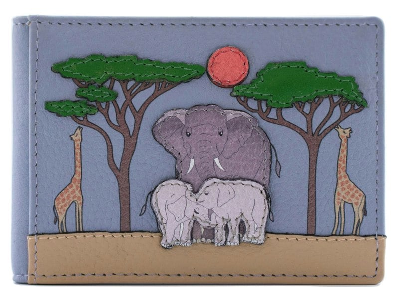 Mala Leather Safari Elephant & Giraffe RFID Card ID Holder