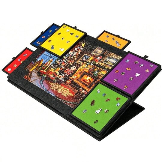 Havendro 1000PCS Tilting Puzzle Board with 2in1 Designed Stand Cover Felt Mat w/ 6 Drawer